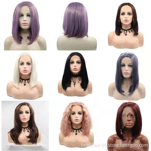 Wholesale Colored Hair Wigs Bob Synthetic Hair Wigs Bob Lace Front